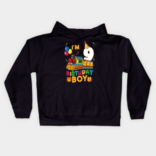 I'm 9 Birthday Boy 9th Bday Train Car Fire Truck Kids Hoodie